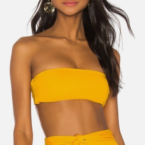 NWT Mara Hoffman Abigail Bandeau Tie Back Bikini Top Sprint Yellow - Picture 2 of 9